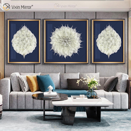 Das neueste Vxin WXPA-028 Real Leaves Paint für Home Decor Wall Art Hanging Picture for Living Room Set zum Verkauf