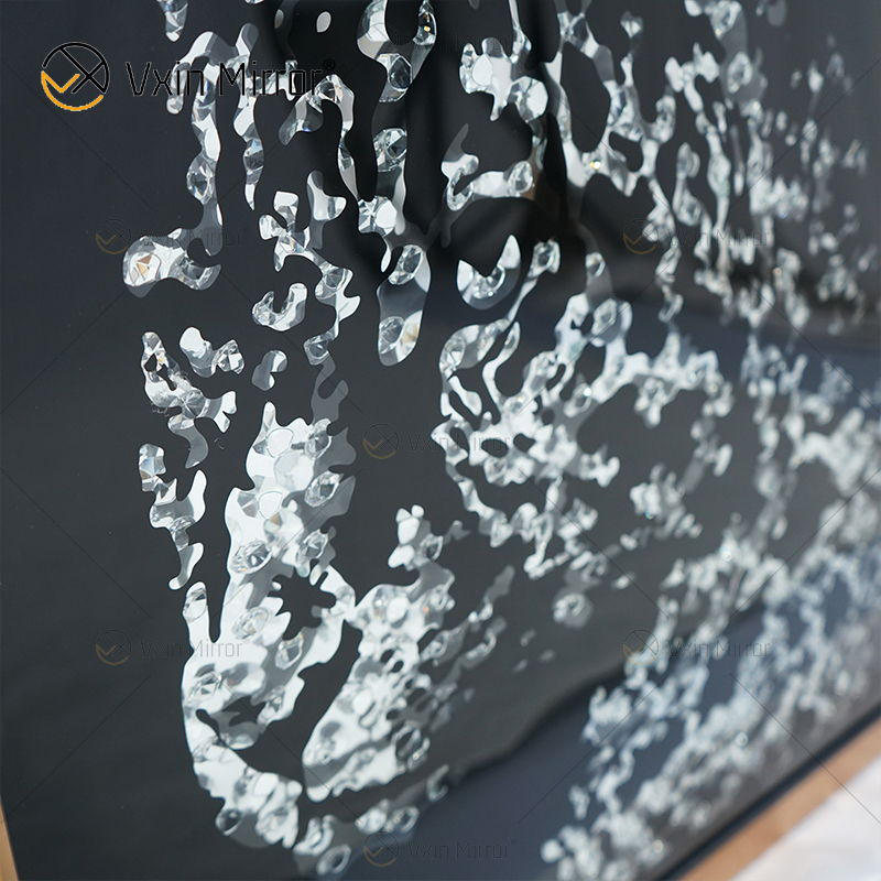 VXin WXMA-19 Wohnkultur Glasrahmen verspiegelt Gepard Wandkunst Kristallporzellanmalerei Spiegelwandkunst