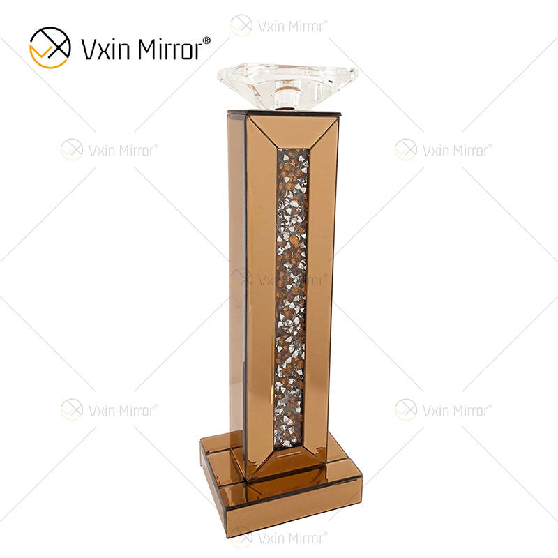 Kundengerechter Name Moderner eleganter WXP-002 Silber Crushed Diamond Mirrorr Kerzenhalter