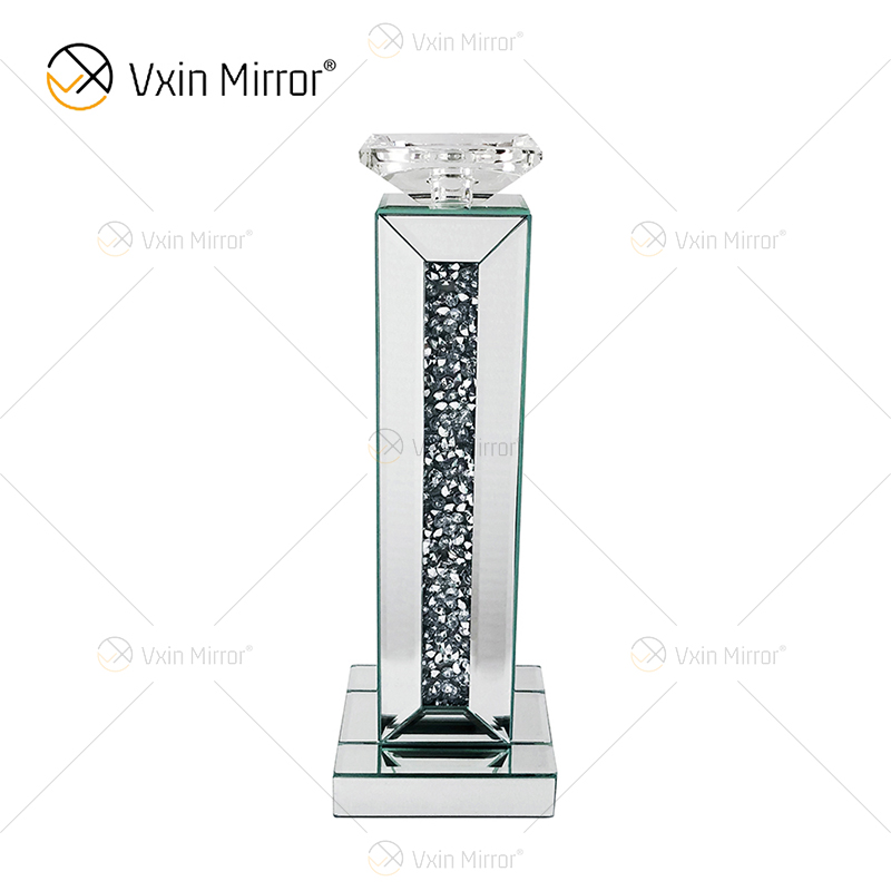 Kundengerechter Name Moderner eleganter WXP-002 Silber Crushed Diamond Mirrorr Kerzenhalter