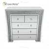 Vxin Nachttisch mit 5 Schubladen, verspiegelt, Silber, Crushed Diamond