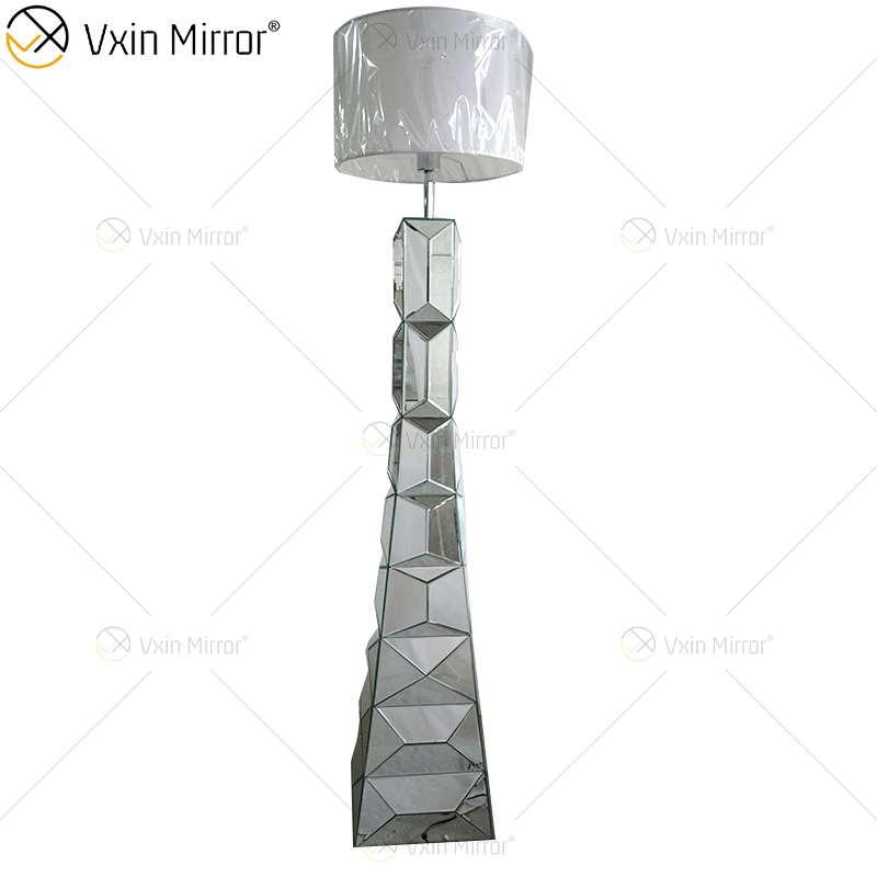 Schwarzer Rahmen WXFL-056 Wohnzimmer Elegantes Silber Moderne Kristall 3D Spiegel Stehlampe Spiegellampe