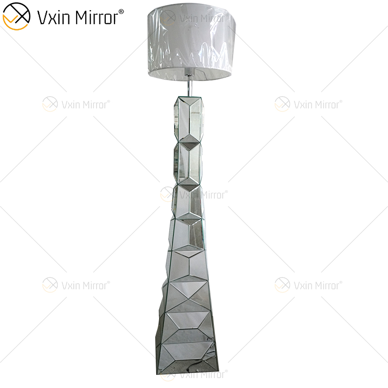 Schwarzer Rahmen WXFL-056 Wohnzimmer Elegantes Silber Moderne Kristall 3D Spiegel Stehlampe Spiegellampe