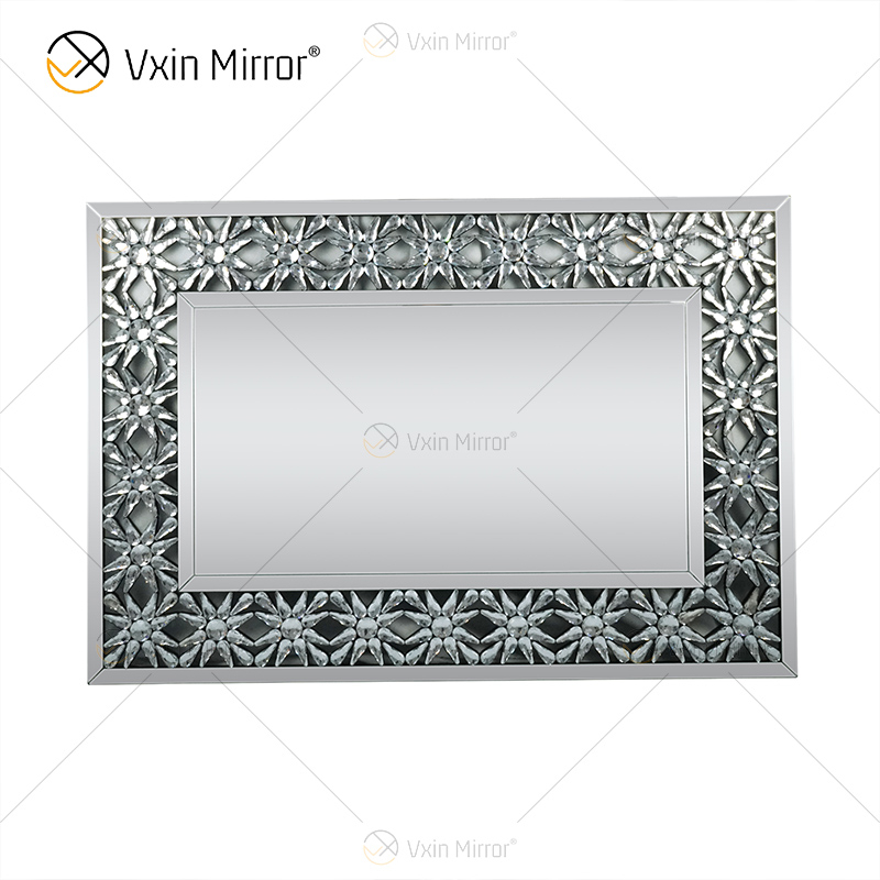 Manufaktur Eleganter WXM-1095 Moderner Wohnkultur-Silber-dekorativer Wand-Kristallspiegel