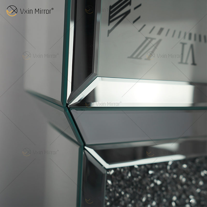 Spiegeluhr WXMC-053 Crushed Diamond Silver Elegante Standuhr