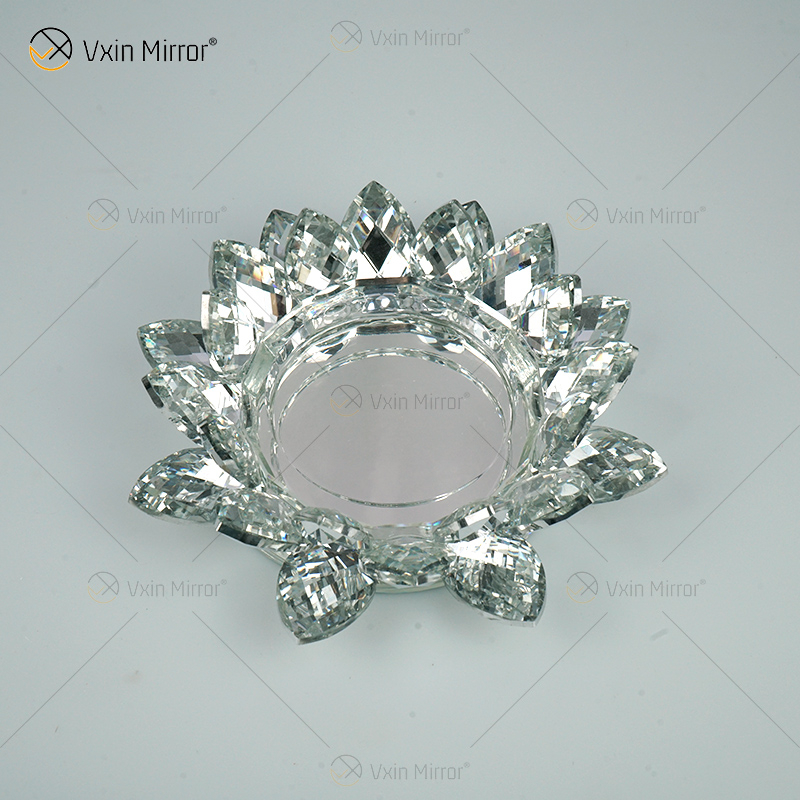 Fabrik-Versorgungsmaterial Vxin Spiegel-Blumen-VX-07 silberner Kerzenständer-Lotus-Kristallkerzenhalter