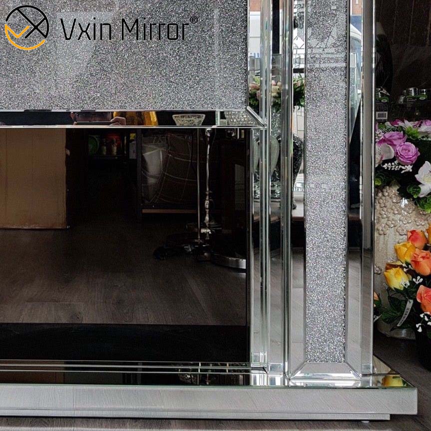 Vxin Mirror WXWF-1105 Eleganter LED-Spiegelkamin aus Crushed Crystal Diamond