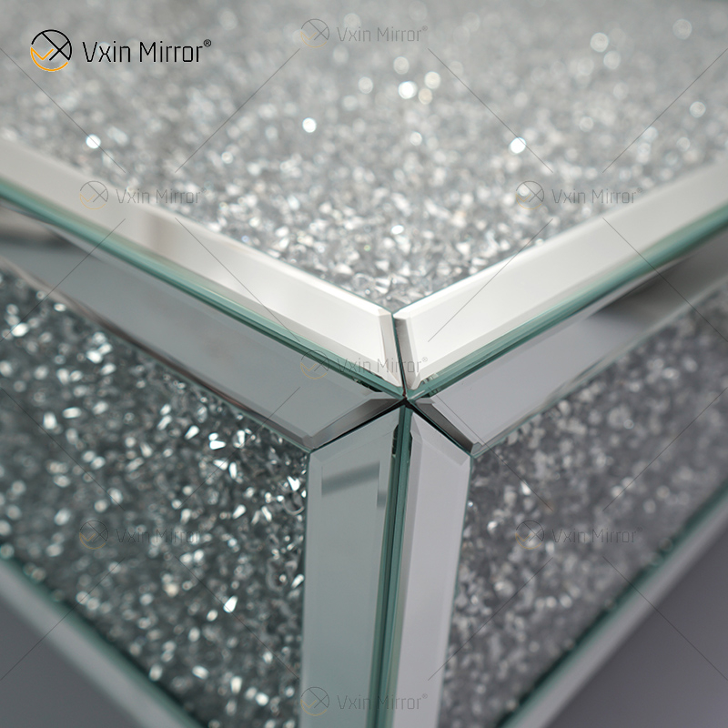 Customized Table WXF-141 Crushed Diamond Homemade Silver Mirror Couchtisch