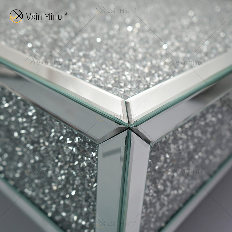 Customized Table WXF-141 Crushed Diamond Homemade Silver Mirror Couchtisch