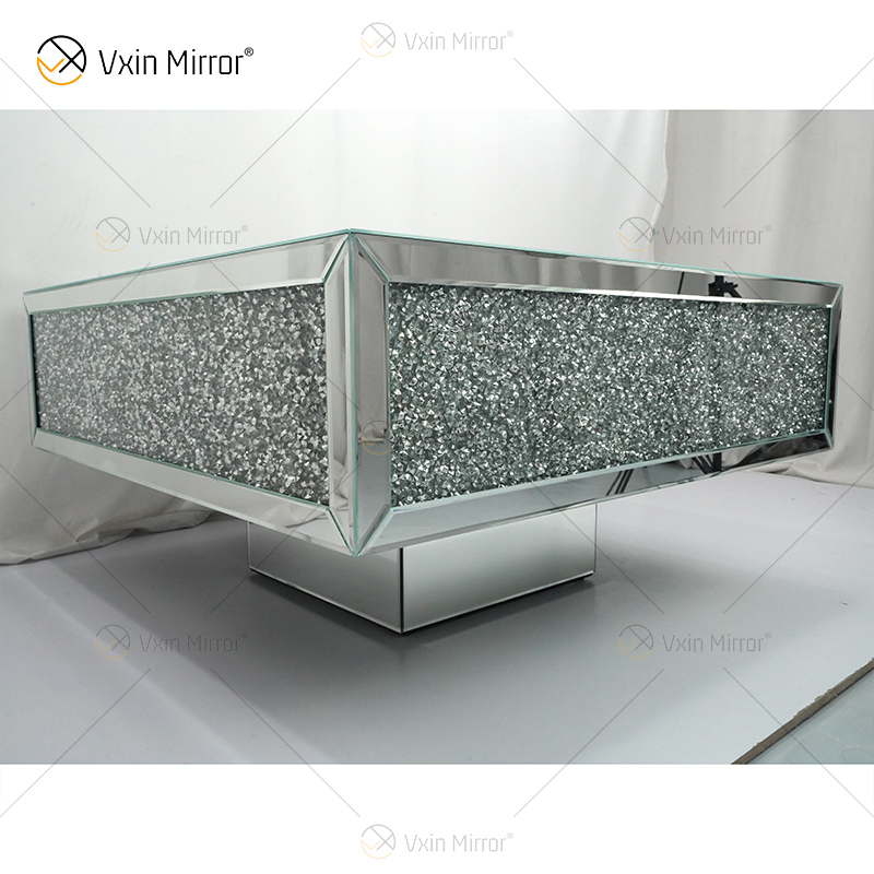 Customized Table WXF-141 Crushed Diamond Homemade Silver Mirror Couchtisch