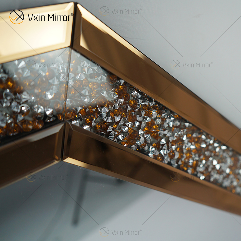 Crystal Crush Diamond achteckiger silberner Spiegel für Wanddekoration Wandbehang Rahmen weniger Spiegel Diamond Decor WXM-1780