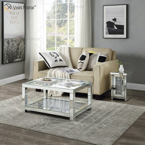 Vxin Sparkling Crushed Diamond verspiegelter Couchtisch Silber mit Diamanten für Wohnzimmer