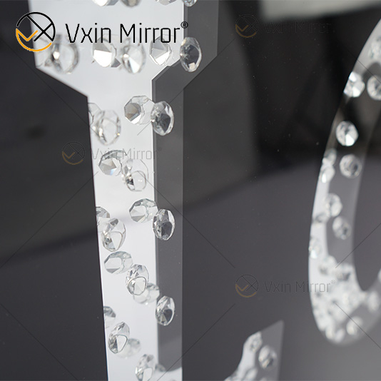 VXin WXMA-23 Wohnkultur Glasrahmen verspiegelt LOVE Wandkunst Kristallporzellanmalerei Spiegelwandkunst