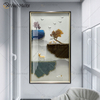 Moderne Minimalismus-Weiß-Blau-Feder-Malerei-Bilder Abstrakte Luxus-runde Leinwand-Poster Drucke Nordische Wandkunst-Wohnzimmer