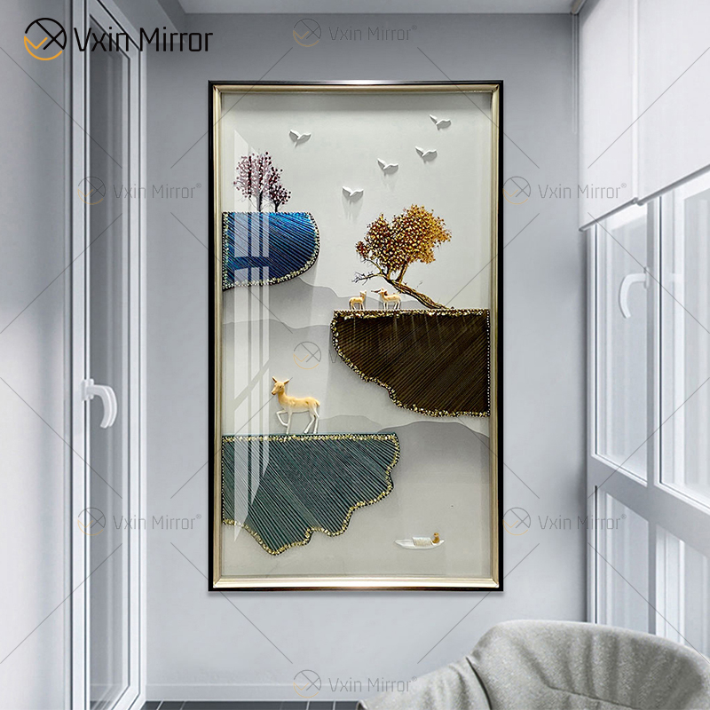 Moderne Minimalismus-Weiß-Blau-Feder-Malerei-Bilder Abstrakte Luxus-runde Leinwand-Poster Drucke Nordische Wandkunst-Wohnzimmer