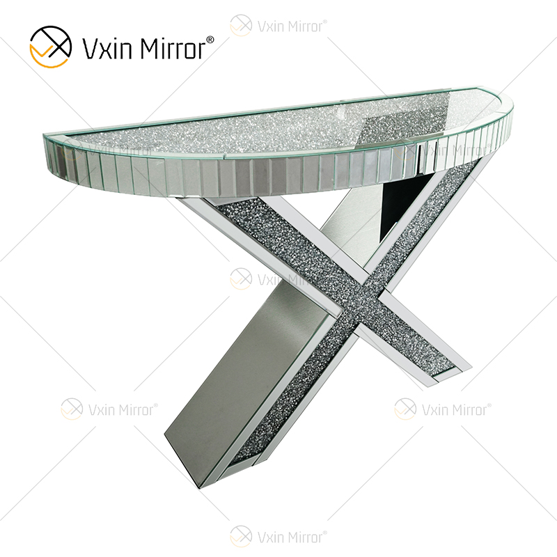OEM Factory Supply WXWF-517 Verspiegelter X-Form-Crushed-Diamant-Spiegel-Konsolentisch
