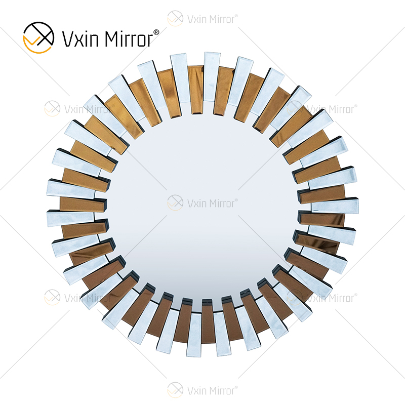 3D 2 Farben Beide WXM-1021 Wanddekoration Braun mit silbernem Wandbehangspiegel