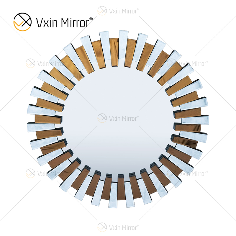 3D 2 Farben Beide WXM-1021 Wanddekoration Braun mit silbernem Wandbehangspiegel