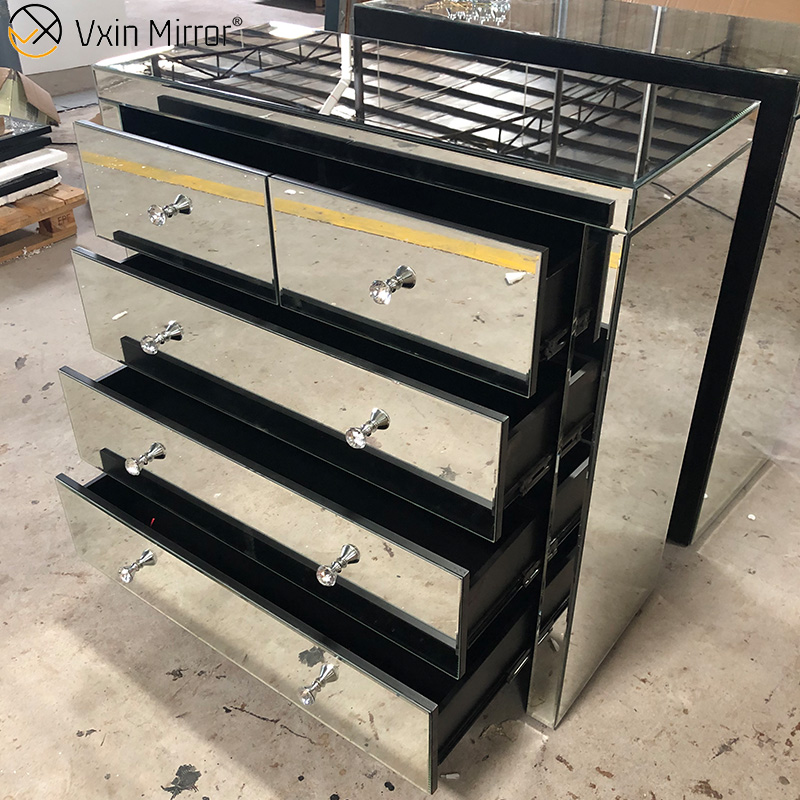 Spiegel Silber Kommode Flur Schrank Vitrine Schlafzimmer Wohnmöbel WXF-802