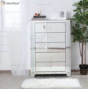 Vxin Crystal Decor WXF-746 Silberner Tallboy Nachttisch aus Kristall mit fünf Schubladen für Schlafzimmer