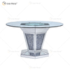 2020 New Design WXF-100 Crushed Diamond Round Silver Esstisch mit Tischplatte aus gehärtetem Glas
