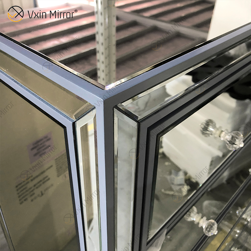 Vxin Spiegel WXR-006 Silber Home Decor verspiegelter Schrank mit 5 Schubladen