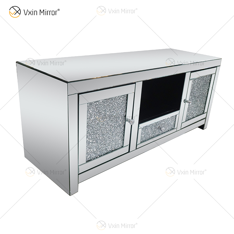 China Supply Moderne europäische WXF-097-1 Crush Diamond Silver Crystal TV-Ständermöbel