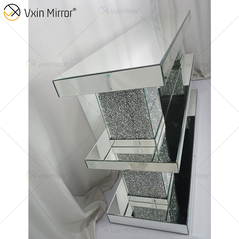 Luxusmöbel Diamond Silver Mirrored Glass Rectangle Couchtisch