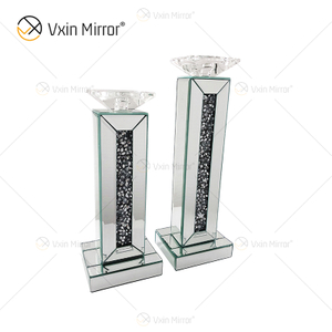 Kundengerechter Name Moderner eleganter WXP-002 Silber Crushed Diamond Mirrorr Kerzenhalter
