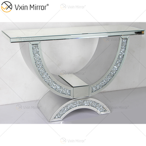 WXWF-513 Fabrikpreis Großhandel Art Deco Antik mit gebogenem Glaskonsolentisch