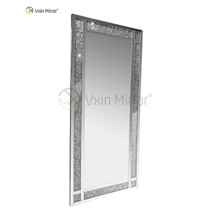 Heißer Verkauf 168 cm WXM-1082 Wanddekor Silber Crushed Diamond Rectangle Mirror