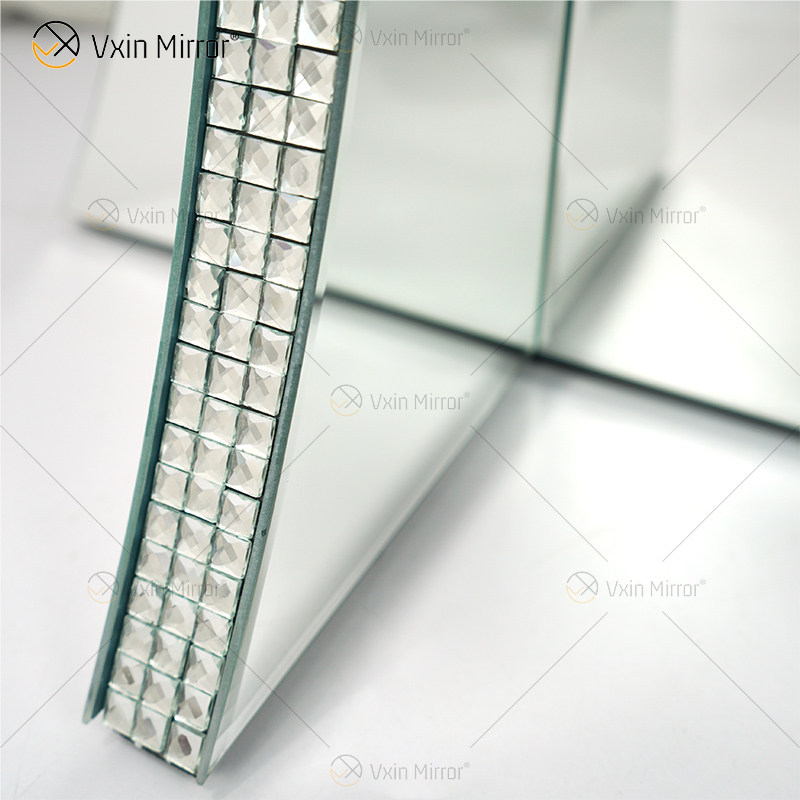 Luxus-Flur Crushed Diamond Crystal Spiegelschrank rund Silber verspiegelt Nachttisch Sofas Couchtisch Möbel WXF-145