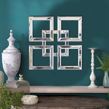 Quadratischer verspiegelter dekorativer Wandspiegel mit abgeschrägter Kante Moderner modischer Wandspiegel WXM-1590