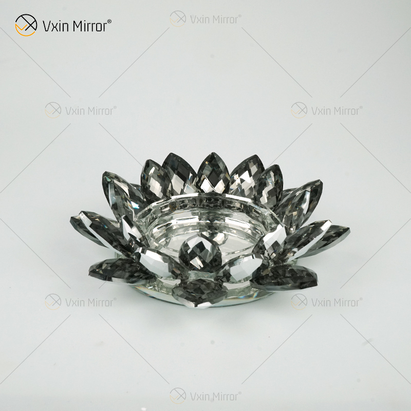 Fabrik-Versorgungsmaterial Vxin Spiegel-Blumen-VX-07 silberner Kerzenständer-Lotus-Kristallkerzenhalter