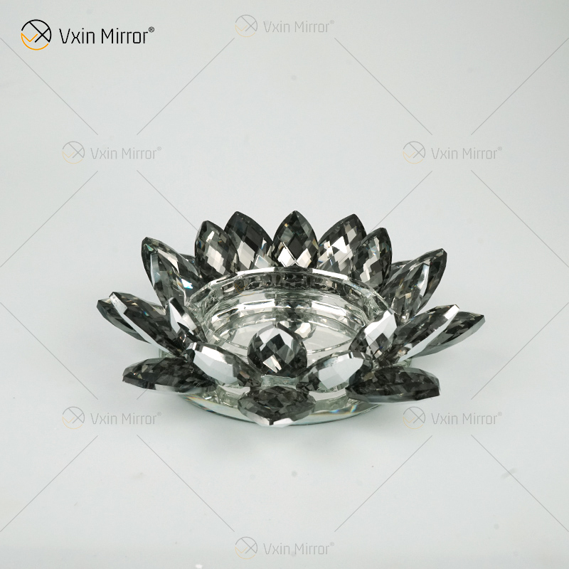 Fabrik-Versorgungsmaterial Vxin Spiegel-Blumen-VX-07 silberner Kerzenständer-Lotus-Kristallkerzenhalter