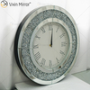 Heißer Verkauf Moderne Silber WXMC-010 Crushed Diamond Runde Spiegel Wanduhr