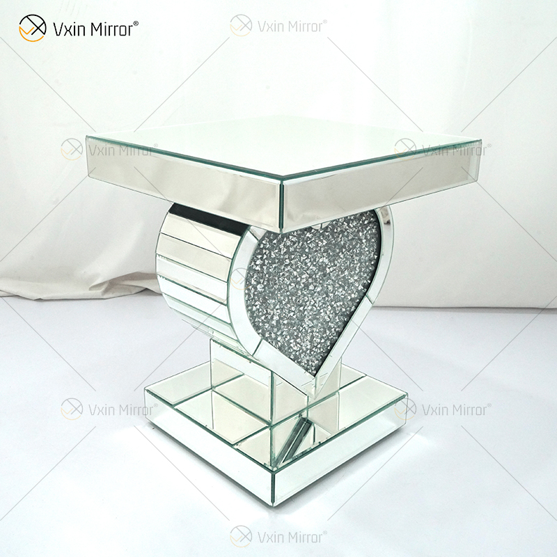 Heart Decor Beistelltisch WXF-508-1 Silber Crushed Diamond verspiegelt Nachttisch Wohnmöbel