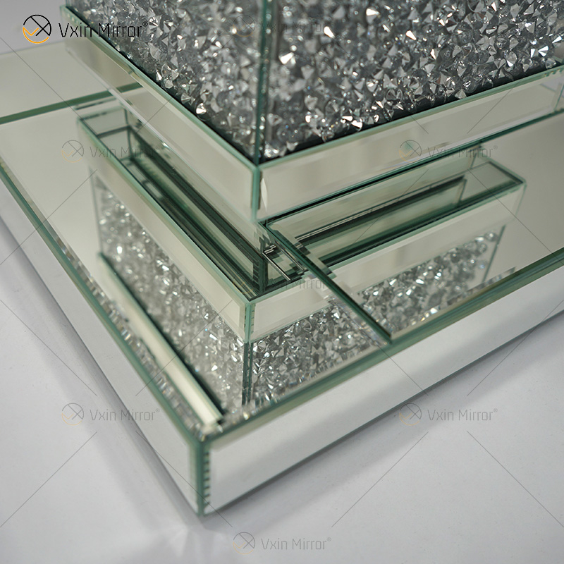 Vxin Elegant WXF-135 Home Decor Crushed Diamond Beistelltisch Silber Spiegel Möbel Beistelltisch
