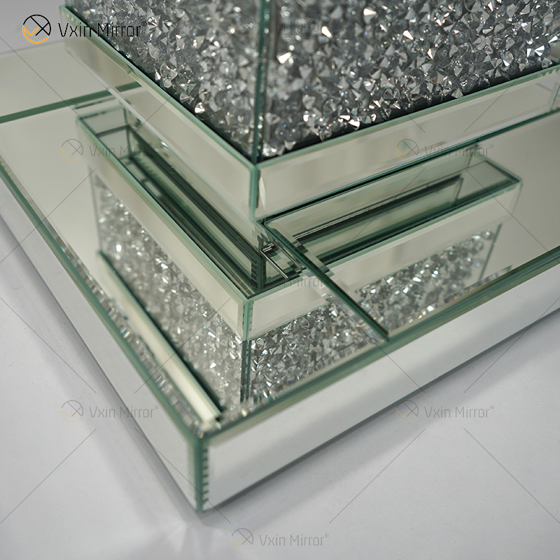 Vxin Elegant WXF-135 Home Decor Crushed Diamond Beistelltisch Silber Spiegel Möbel Beistelltisch