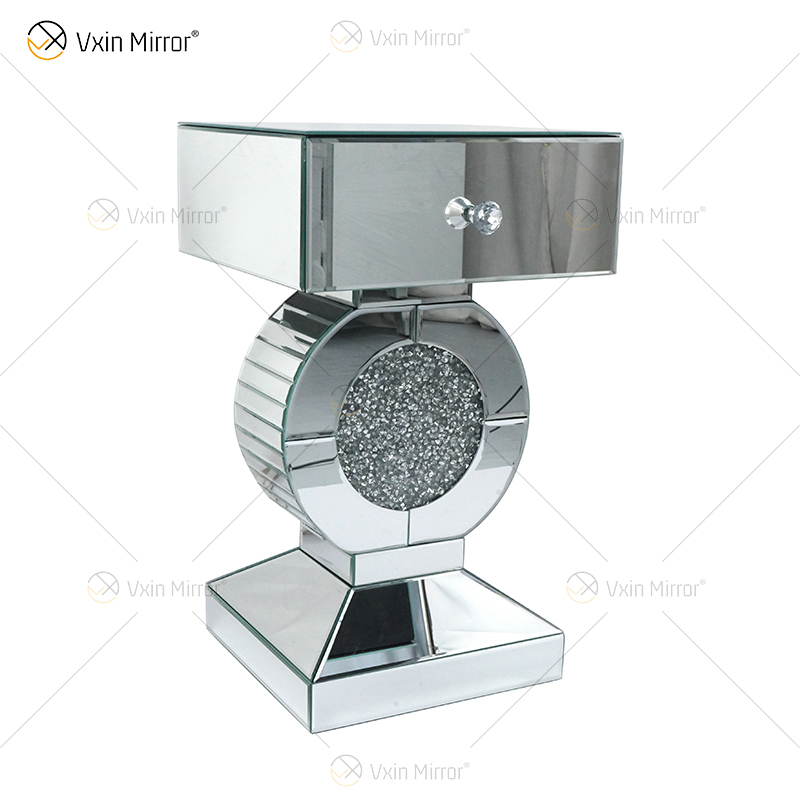 Factory Supply Vxin Beistelltisch WXF-157 Silver Crushed Diamond Mirror Beistelltisch mit Schublade
