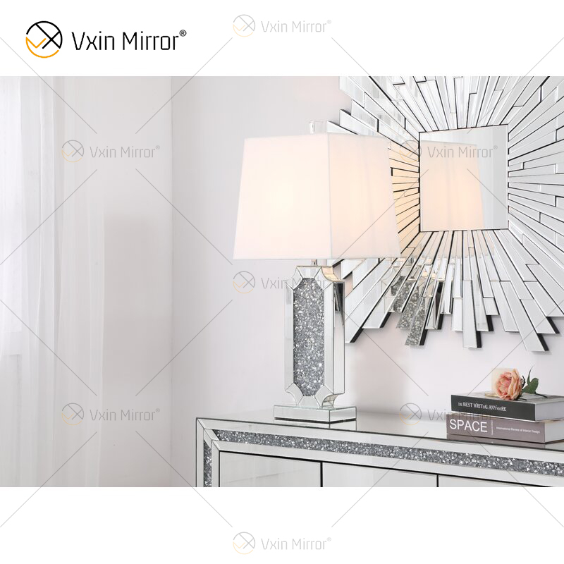Vxin Supply WXTL-004 Moderne Silber Crushed Crystal Tischspiegellampe für Schlafzimmer