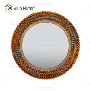 Venetian Decor WXM-1112 Wandhalterung Pagodenförmiger Wandspiegel aus braunem Glas