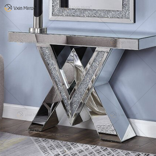 2022 Neue Produkte Designer Konsolentisch Crushed Diamond Crystal Mirrored Konsolentische