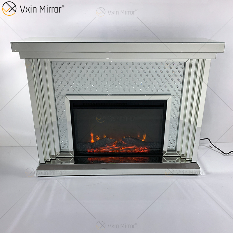 Moderner WXWF-1096 Sparkle Electric LED Mirrored Crushed Crystal Mirror Kamin