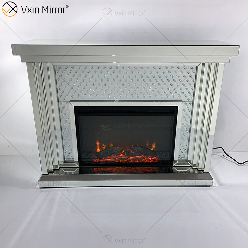 Moderner WXWF-1096 Sparkle Electric LED Mirrored Crushed Crystal Mirror Kamin