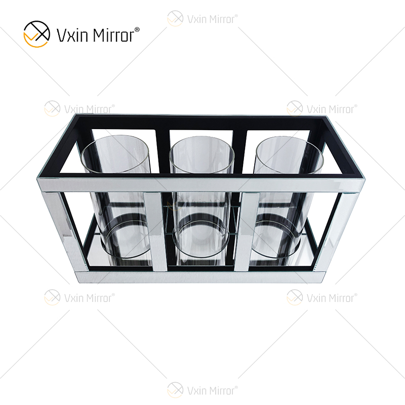 Meetart Kerzenhalter aus kristallklarem, silbernem Spiegelglas mit 3 Kerzenlichtröhren, elegant, ideal für die Heimdekoration, WXCH-65