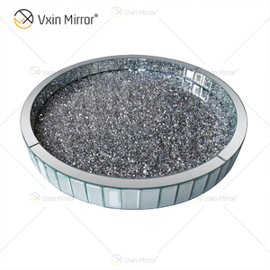 Heißer Verkaufs-WXMT-015 Moderner Dekor-Silber-zerquetschter Diamant widergespiegelter runder Behälter