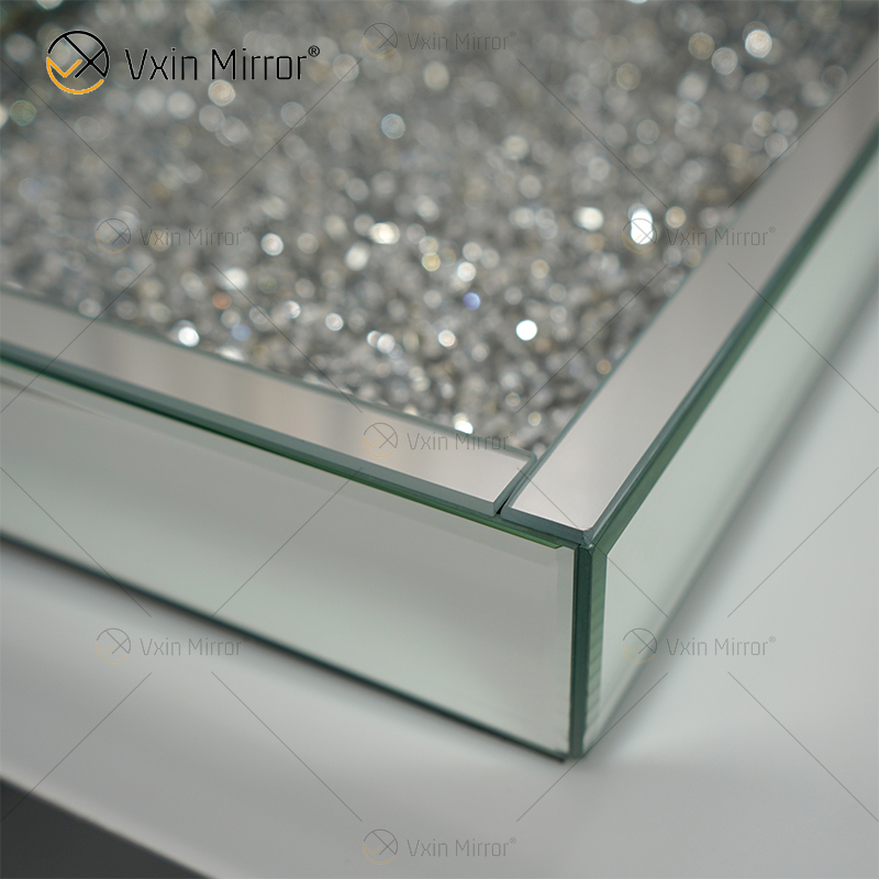 Factory Supply WXMT-016 Modernes Dekor Silber Crushed Diamond verspiegeltes rechteckiges Tablett