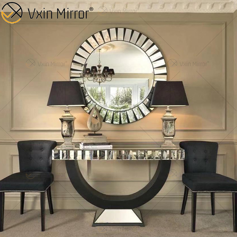 Vxin Furniture Moderner französischer eleganter silberner Spiegel-Konsolentisch Tischmöbel
