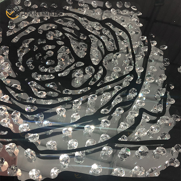 VXin WXMA-28 Wohnkultur Glasrahmen verspiegelt Rose Wandkunst Kristall Porzellanmalerei Spiegel Wandkunst